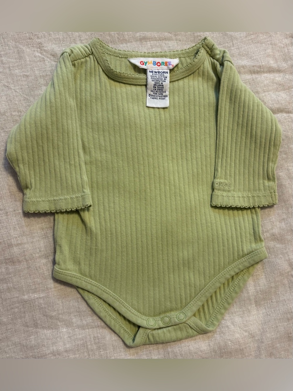 Rainbow Tag 1999 Gymboree Green Ribbed Bodysuit